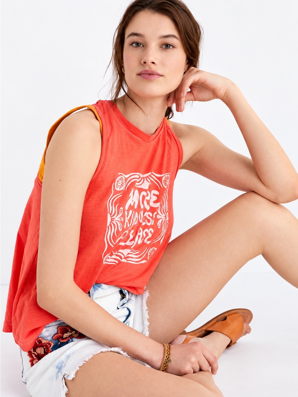 Sun Keep Kindness Twist-Back Graphic Tank